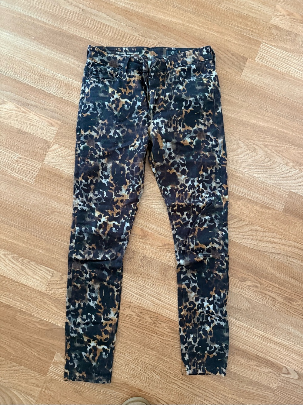 AG Farrah Leopard Print Skinny Jeans - Black & Brown